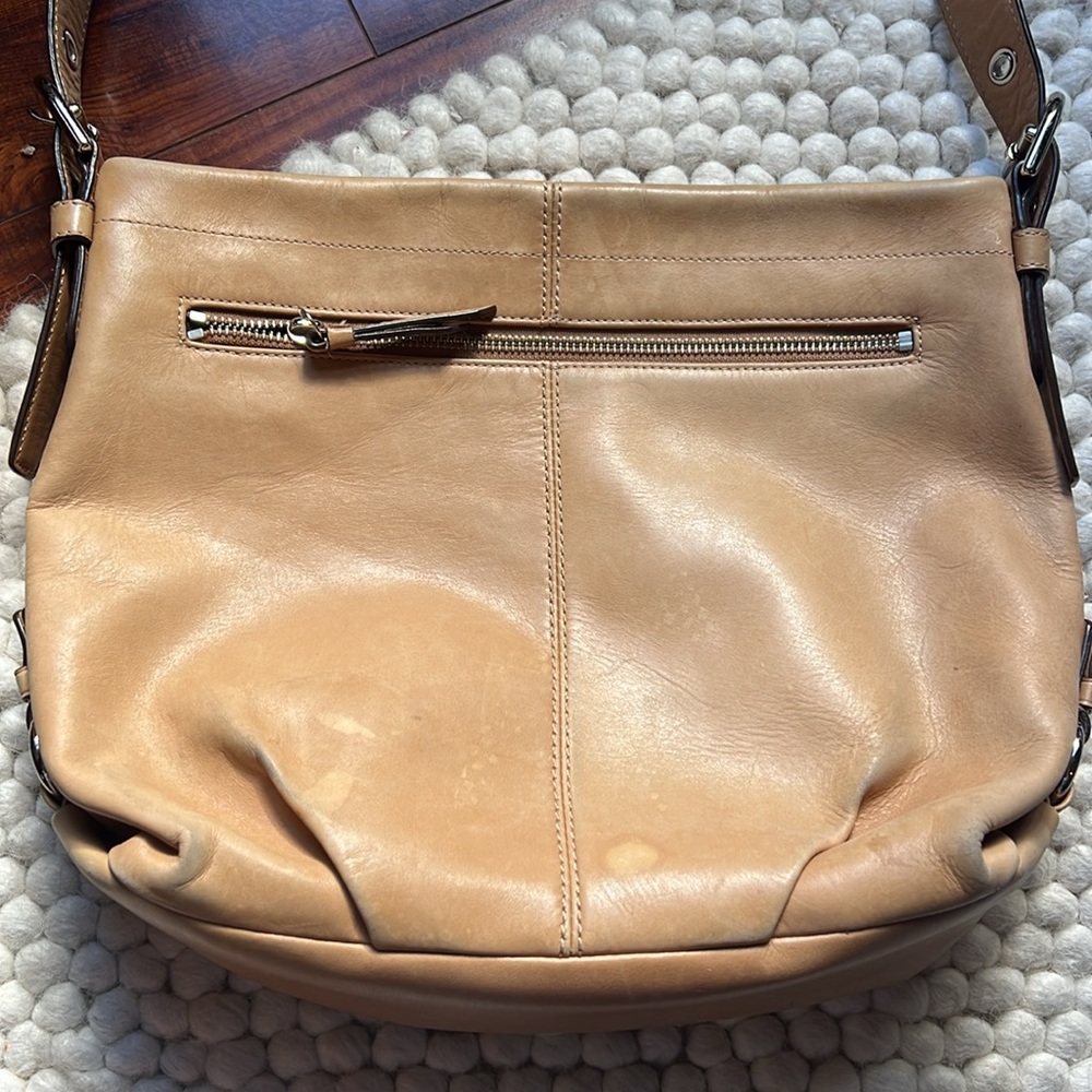 COACH Hobo Bag Tan Camel Leather Buckles Straps Vintage - Picture 12 of 14